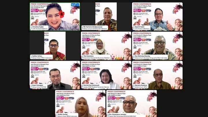 Konferensi pers Indo Beauty expo 2023 secara Zoom