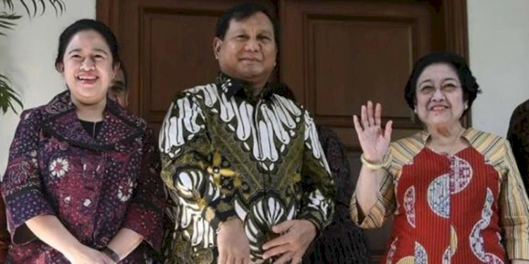 Bacapres Prabowo Subianto bersama Ketua Umum DPP PDIP Megawati Soekarnoputri dan Ketua DPP PDIP Puan Maharani/Ist