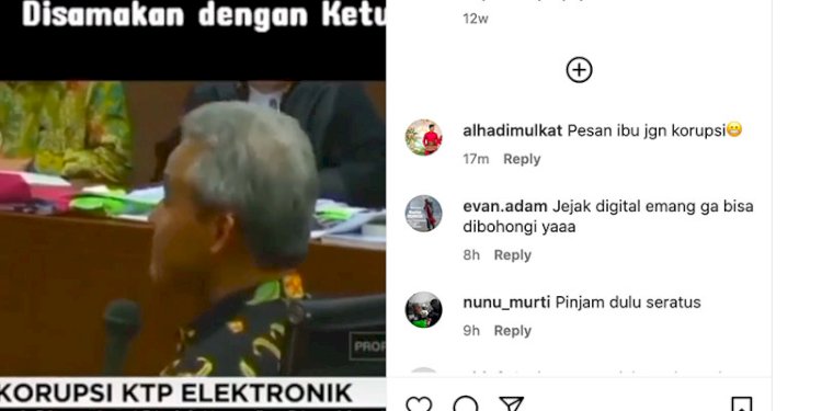 Potongan gambar dalam video viral yang menampilkan Ganjar Pranowo saat bersaksi di kasus e-KTP/Net