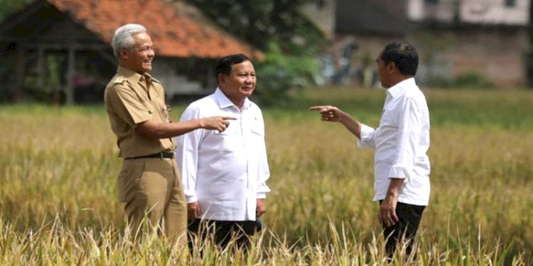 Presiden Joko Widodo bersama Prabowo Subianto dan Ganjar Pranowo/Ist