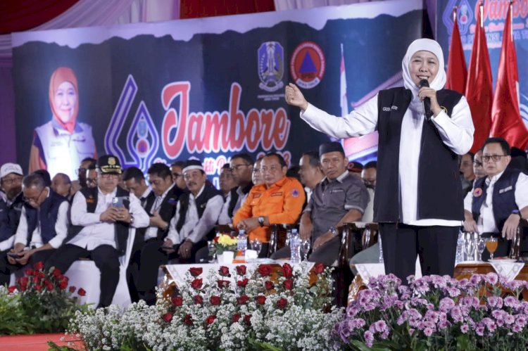 Gubernur Khofifah Indar Parawansa saat menghadiri Jambore Relawan se-Jatim di Magetan/Ist