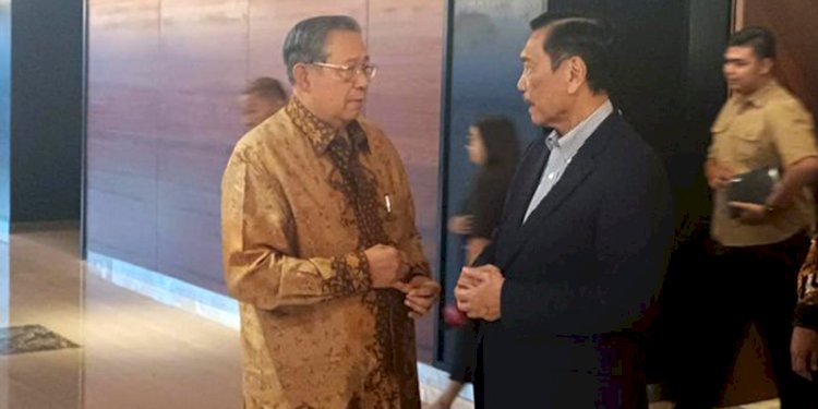 Presiden ke-6 RI, Susilo Bambang Yudhoyono, hadir di acara ulang tahun Menko Marves Luhut Binsar Pandjaitan di Jakarta, Kamis (28/9)/Net