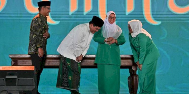 Menteri BUMN, Erick Thohir, menghadiri Apel Akbar Fatayat NU, di Surabaya, Jawa Timur, Sabtu (30/9)/Ist