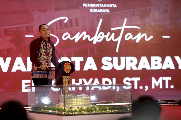 Wali Kota Eri memberikan sambutan pembangunan RSUD Surabaya Timur/RMOLJatim