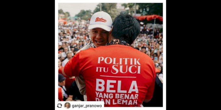 Foto bakal calon presiden Ganjar Pranowo berpelukan dengan Maruarar Sirait/Net