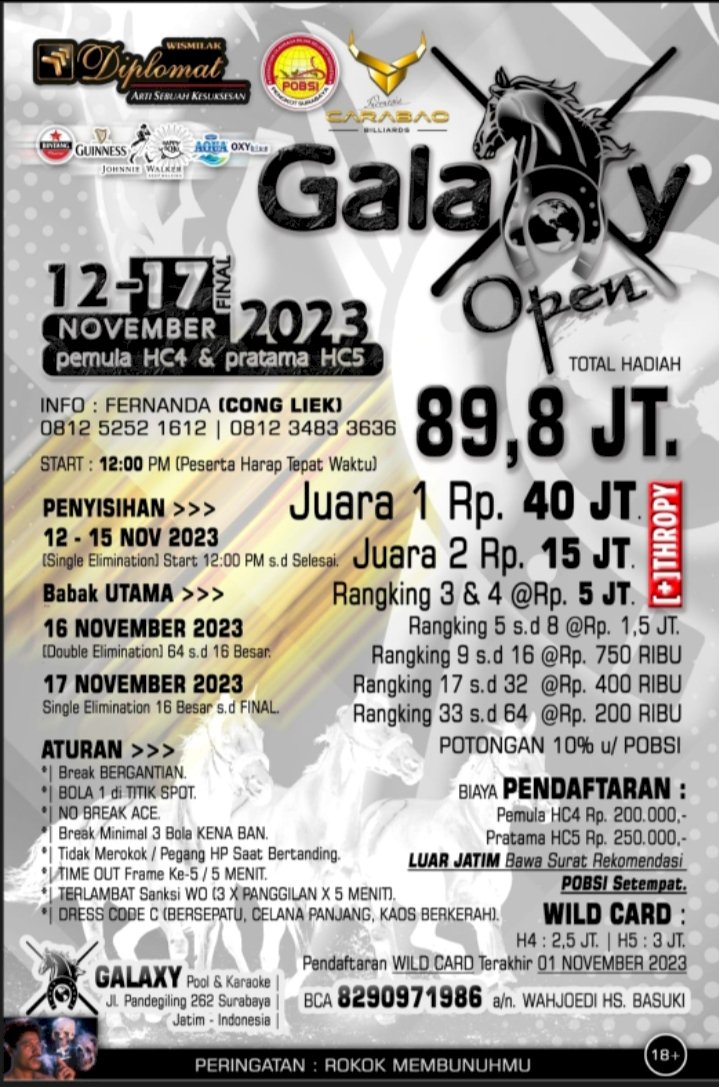 Flyer Galaxy Open Turnamen biliar/ist