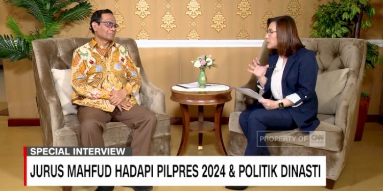 Calon wakil presiden Moh. Mahfud MD dalam wawancara dengan CNN Indonesia/ist