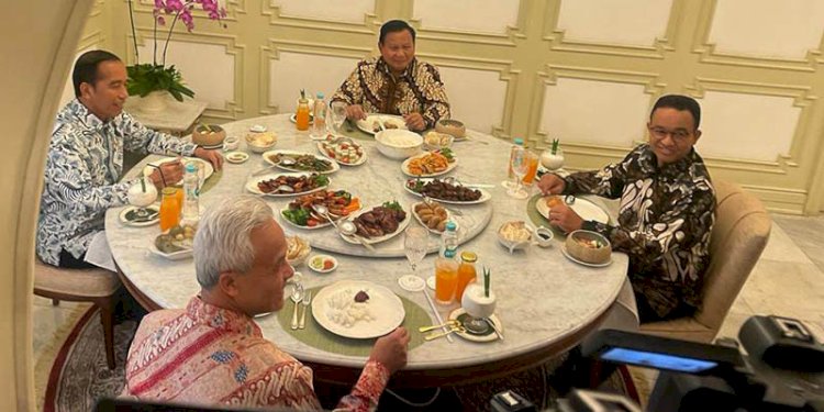 Presiden Joko Widodo saat menjamu tiga bacapres di Istana Negara/Net