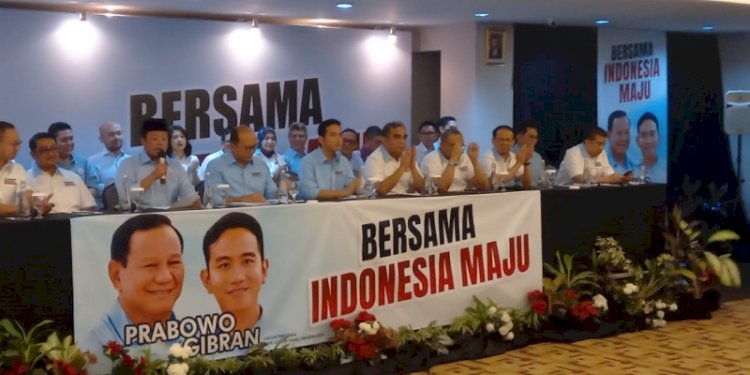 Pengumuman Tim Kampanye Nasional (TKN) Koalisi Indonesia Maju (KIM) Prabowo Subianto-Gibran Rakabuming di Ballroom Hotel Grand Kemang, Jakarta Selatan, Senin (6/11)/RMOL