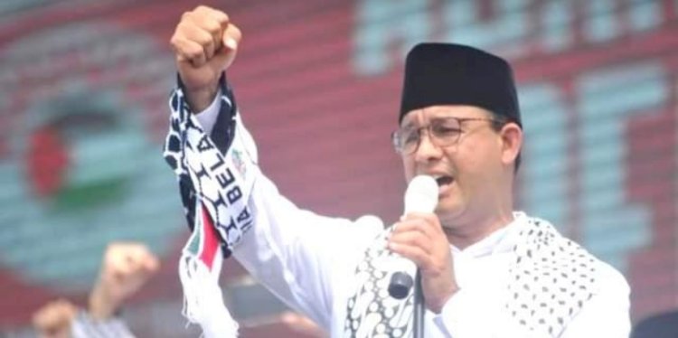 Anies Baswedan berorasi di Aksi Bela Palestina di Monas/Net