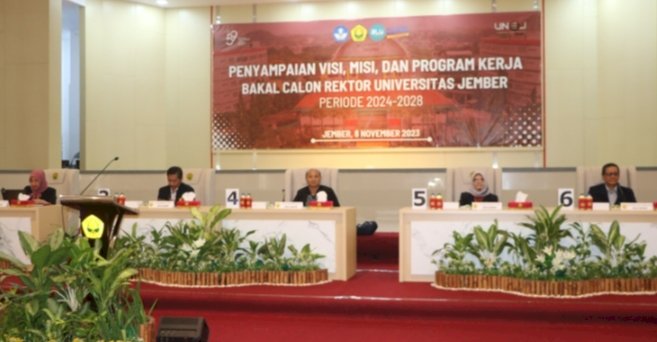 Penyampaian visi, misi dan program kerja Bacarek Unej periode 2024-2028/Ist