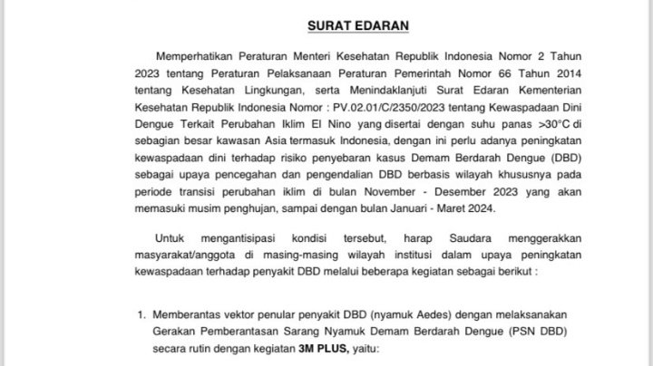 Teks foto: SE Wali Kota Surabaya Eri Cahyadi meminta masyarakat untuk melaksanakan Gerakan PSN DBD secara rutin dengan kegiatan 3M Plus/ist