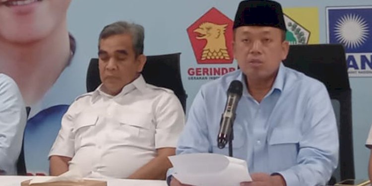 Sekretaris Jenderal Partai Gerindra Ahmad Muzani didampingi Sekretaris TKN Prabowo-Gibran, Nusron Wahid/RMOL