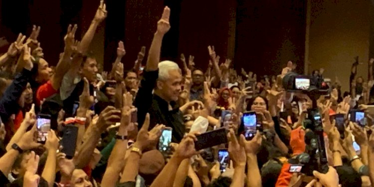 Ganjar Pranowo bersama relawan Ganjar-Mahfud se Pulau Jawa, di JIExpo Kemayoran, Jakarta/Ist