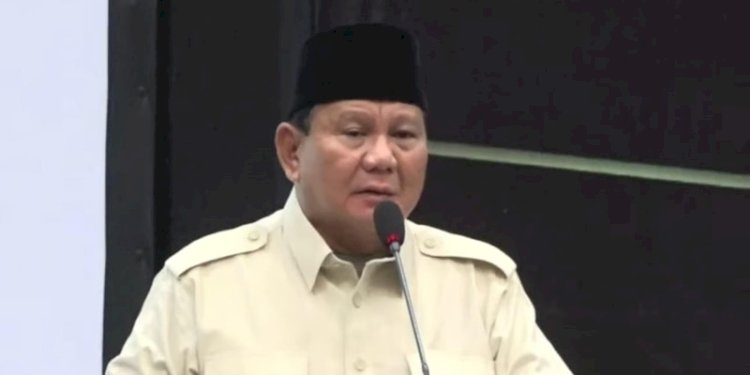 Capres Nomor Urut 2 Prabowo Subianto saat menghadiri Musyawarah Kerja Nasional (Mukernas) III Majelis Ulama Indonesia (MUI) di Ancol, Jakarta Utara, Sabtu malam (2/12)/Ist