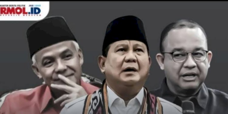 Ganjar Pranowo, Prabowo Subianto, dan Anies Baswedan/RMOL