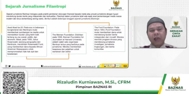 Pimpinan Badan Amil Zakat Nasional (Baznas) RI Bidang Pengumpulan Rizaludin Kurniawan dalam acara sharing knowledge and experience yang diselenggarakan Baznas/Ist