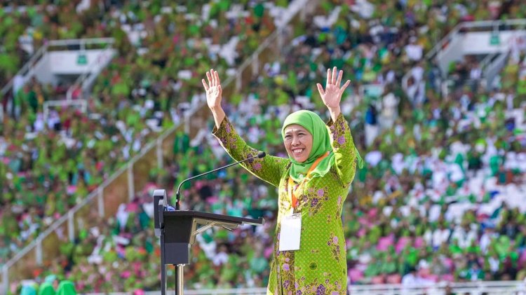 Khofifah Indar Parawansa dalam Harlah ke-78 Muslimat Nahdlatul Ulama (NU) di Stadion Utama Gelora Bung Karno (GBK), Jakarta, Sabtu (20/1) pagi/Ist