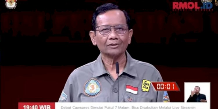 Calon Wakil Presiden (Cawapres) Nomor Urut 3 sekaligus Menteri Koordinator Bidang Politik, Hukum, dan Keamanan (Menko Polhukam), Mahfud MD/Ist