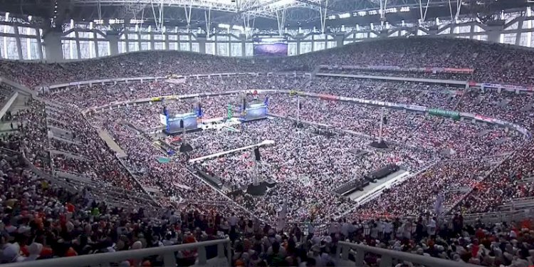 Suasana di dalam Jakarta International Stadium (JIS), sebelum kampanye akbar dimulai/Rep