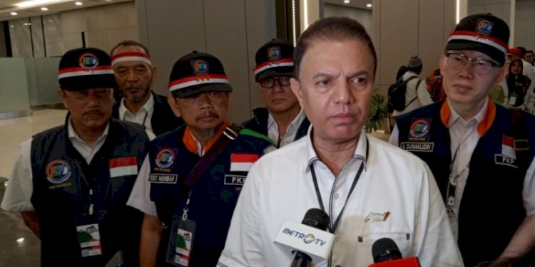 Kapten Timnas Amin, Marsekal Madya TNI (Purn) Muhammad Syaugi Alaydrus saat ditemui Kantor Berita Politik RMOL disela persiapan Kampanye Akbar di Jakarta International Stadium (JIS)/RMOL