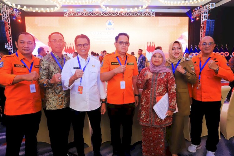 Pj Gubernur Jatim Adhy Karyono saat menghadiri Rakornas Penanggulangan Bencana di Grand Ballroom Hotel Pullman Bandung, Rabu (24/4)