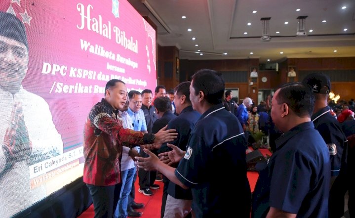 Wali Kota Eri halal bihalal bersama KSPSI Surabaya/ist