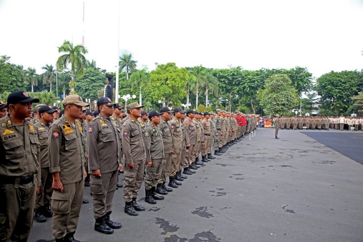 Satpol PP Surabaya saat apel/RMOLJatim