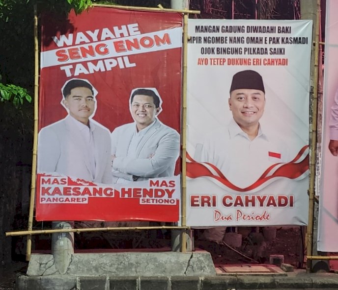 Baliho Kaesang dan Hendy di kota Surabaya 
