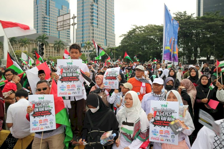 Demonstrasi masyarakat Indonesia mendukung Palestina/Ist