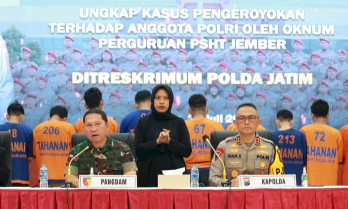 Pendekar PSHT ditetapkan tersangka di Polda Jatim/Ist