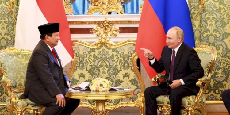 Presiden Indonesia terpilih Prabowo Subianto, bertemu Presiden Rusia Vladimir Putin di Moskow, Rusia, Rabu 31 Juli 2024/Humas Kemhan