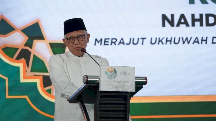 Pj Ketua PWNU Jatim KH Abdul Hakim Mahfudz dalam Konferwil Jatim di Tebuireng/Ist