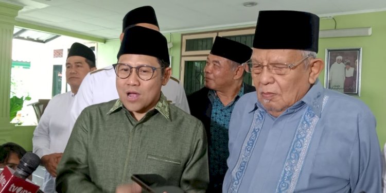 Ketua Umum PKB Muhaimin Iskandar dan KH Syukron Makmun di Ponpes Daarul Rahman, Cipedak, Jakarta Selatan/RMOL