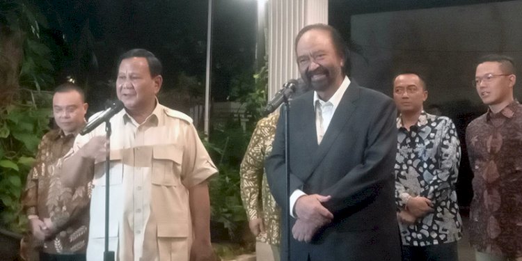 Presiden terpilih Prabowo Subianto saat menerima Ketua Umum Partai Nasdem, Surya Paloh, Kamis malam (15/8)/RMOL