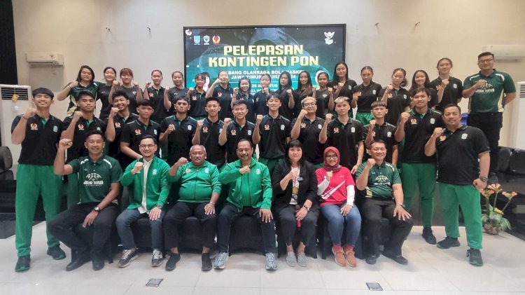 Ketua KONI Jatim, M. Nabil dalam acara pelepasan tim basket menuju PON Aceh-Sumut 2024/Ist