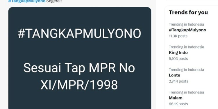 Tangkapan layar trending topik dari media sosial X/Rep