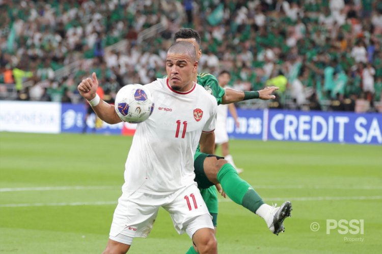 Ragnar Oratmangoen mencetak gol ke gawang Arab Saudi/PSSI