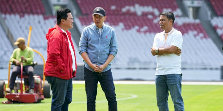 Ketua Umum PSSI, Erick Thohir, saat mengecek kondisi SUGBK jelang laga melawan Australia/PSSI