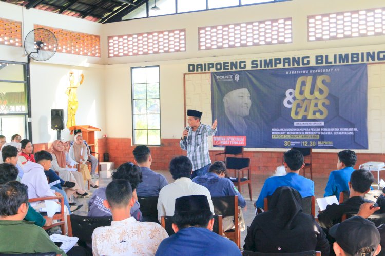 Caption: Cabup Banyuwangi nomor urut 2, Ali Makki Zaini berdialog dengan mahasiswa/ist