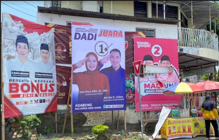 Salah satu APK milik paslon Madiun diduga dirusak oleh orang tidak dikenal di Jalan Borobudur 10-2, Kelurahan Madiun Lor, Kecamatan Manguharjo, Kota Madiun. 