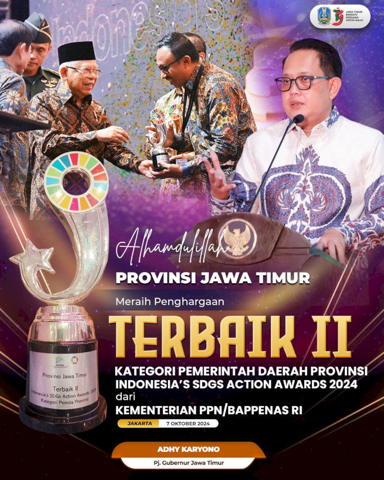 Pemprov Jatim Raih Peringkat Terbaik II SDGs Action Awards 2024/Ist