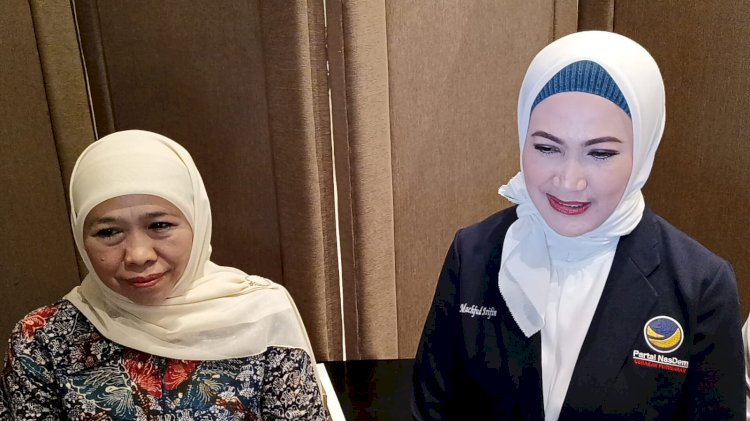 Cagub Jatim Khofifah Indar Parawansa dan Ketua DPW Nasdem Jatim Lita Machfud Arifin/ist
