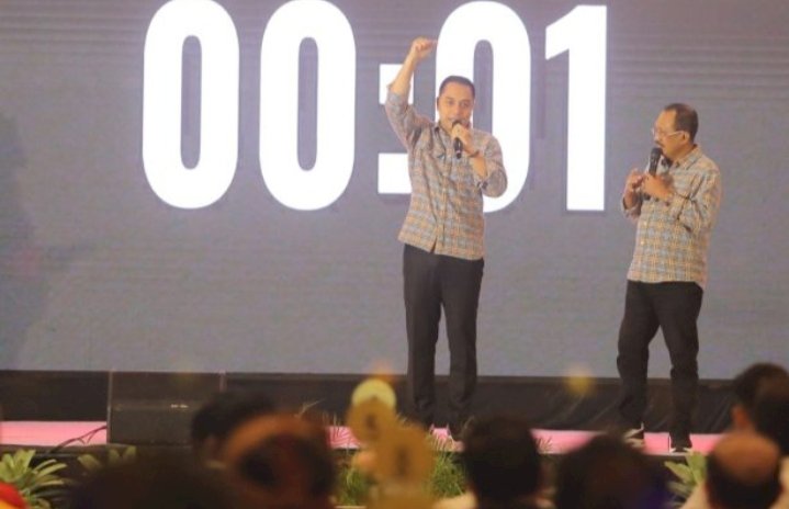 Eri Cahyadi dalam debat perdana Pilwali Surabaya, di Dyandra Convention Hall/RMOLJatim