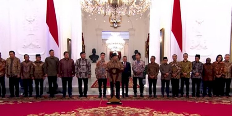 Presiden Prabowo Subianto mengumumkan Kabinet Merah Putih/Ist