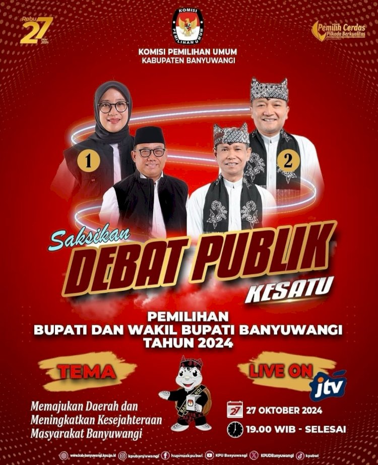 Debat publik Calon Bupati dan Wakil Bupati Banyuwangi, diikuti Paslon 1 Ipuk-Muji dan Paslon 2 Ali-Ali/ist
