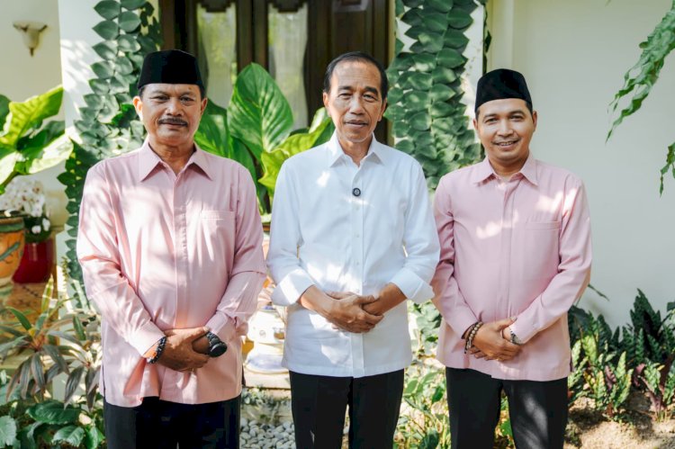 Paslon nomor urut 2 Maidi-Bagus Panuntun saat bertemu langsung dengan mantan Presiden RI Joko Widodo/Ist