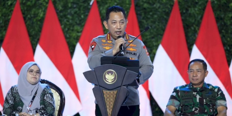 Kapolri Jenderal Listyo Sigit Prabowo dalam acara Rapat Koordinasi Nasional (Rakornas) Penyelenggaraan Pemerintahan Daerah Tahun 2024 terkait potensi kerawanan di media sosial di Sentul International Convention Center (SICC), Kabupaten Bogor, Jawa Barat, Kamis, 7 November 2024/Humas Polri