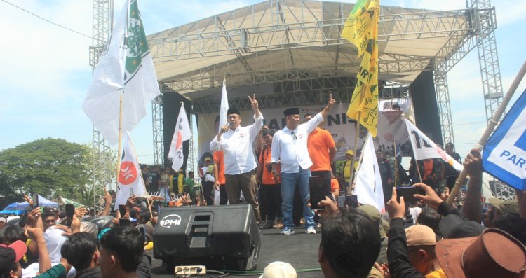 Kampanye Akbar Paslon urut no 2 Harmonis di Gudang Tentrem, Desa Purworejo, Kecamatan Pilangkenceng, Kabupaten Madiun/RMOLJatim