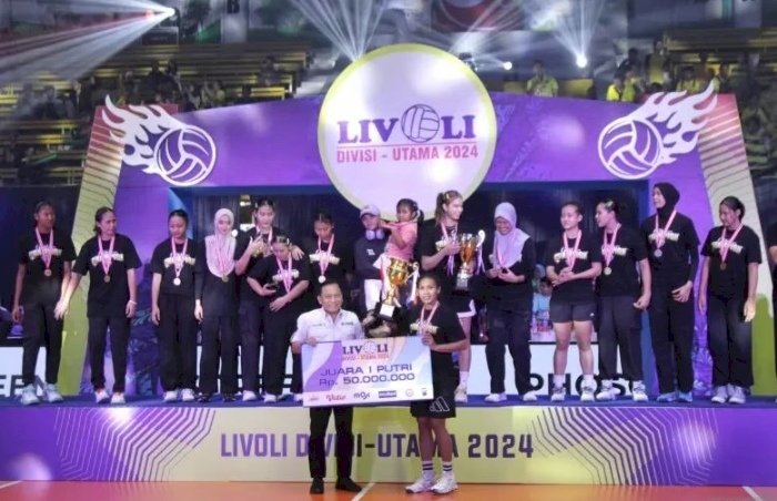 Tim bola voli putri Petrokimia Gresik Pupuk Indonesia berhasil mempertahankan gelar juara Livoli Divisi Utama 2024/Ist